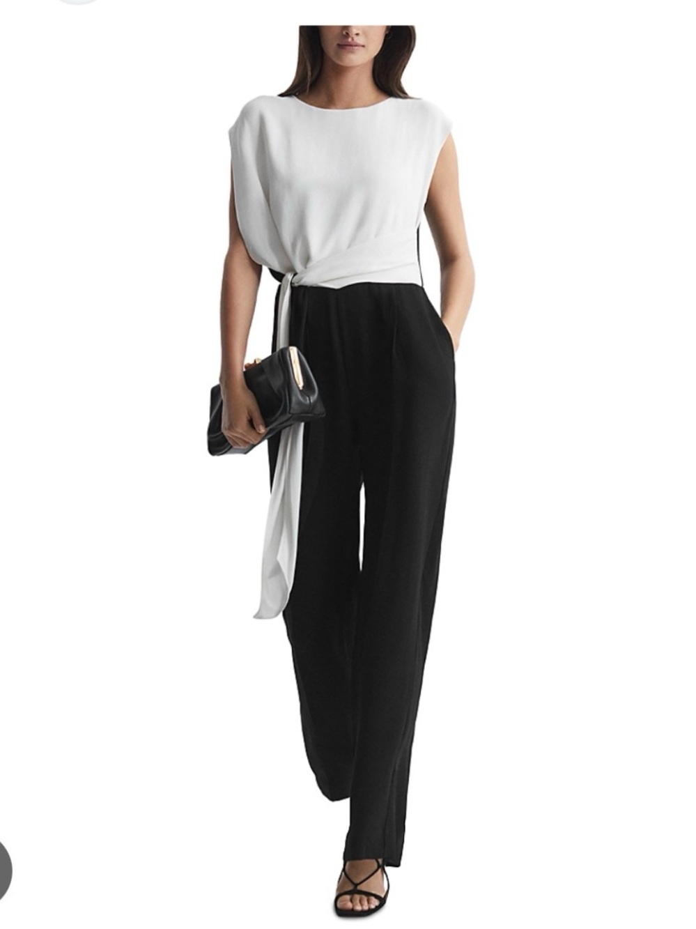 Reiss Two-Tone Black and White Wide leg Jumpsuit